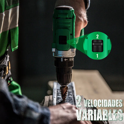 Taladro atornillador inalámbrico 20V con batería y accesorios en maletín - Metacompras