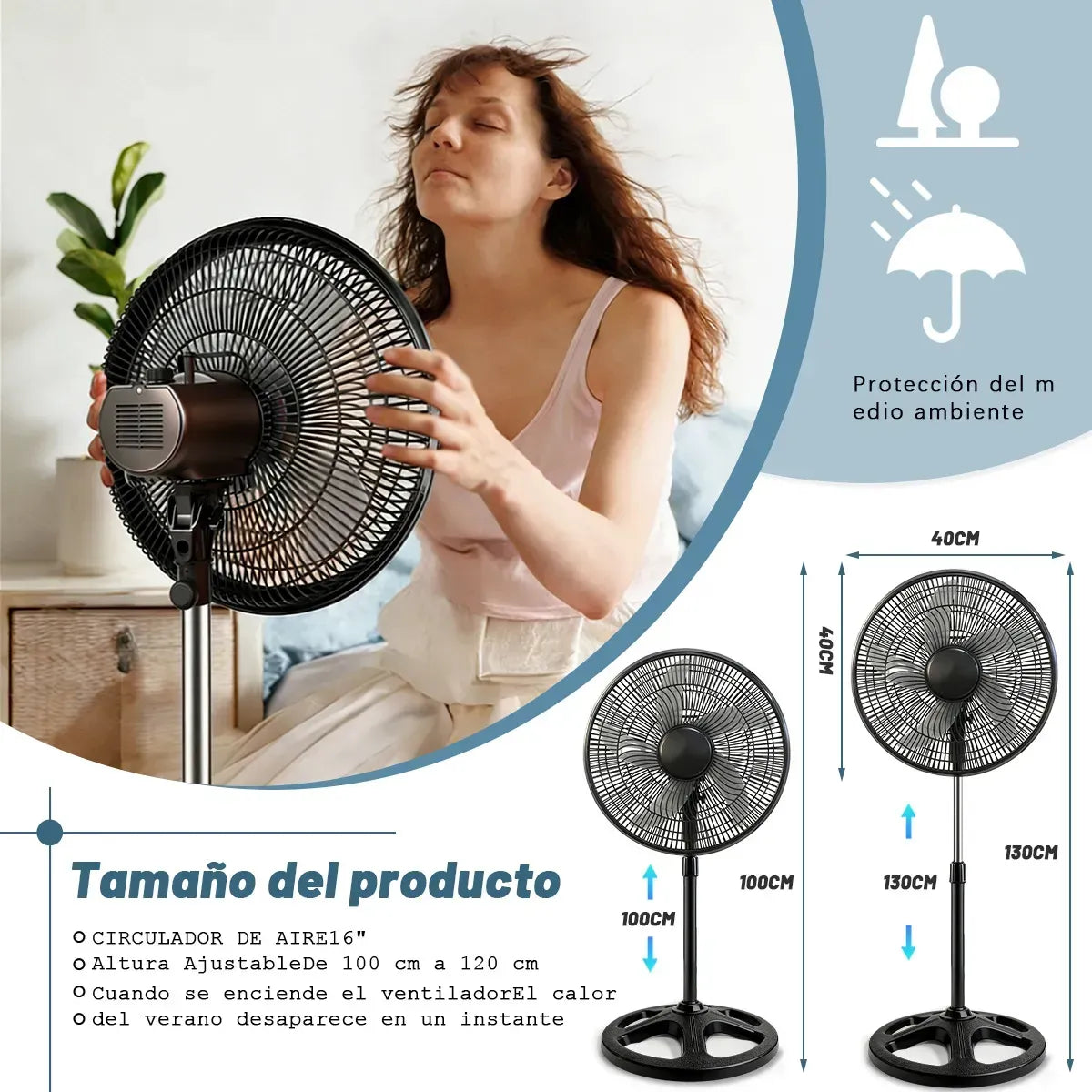 20000mAh Rechargeable Solar Fan Silent 3 Speeds Portable