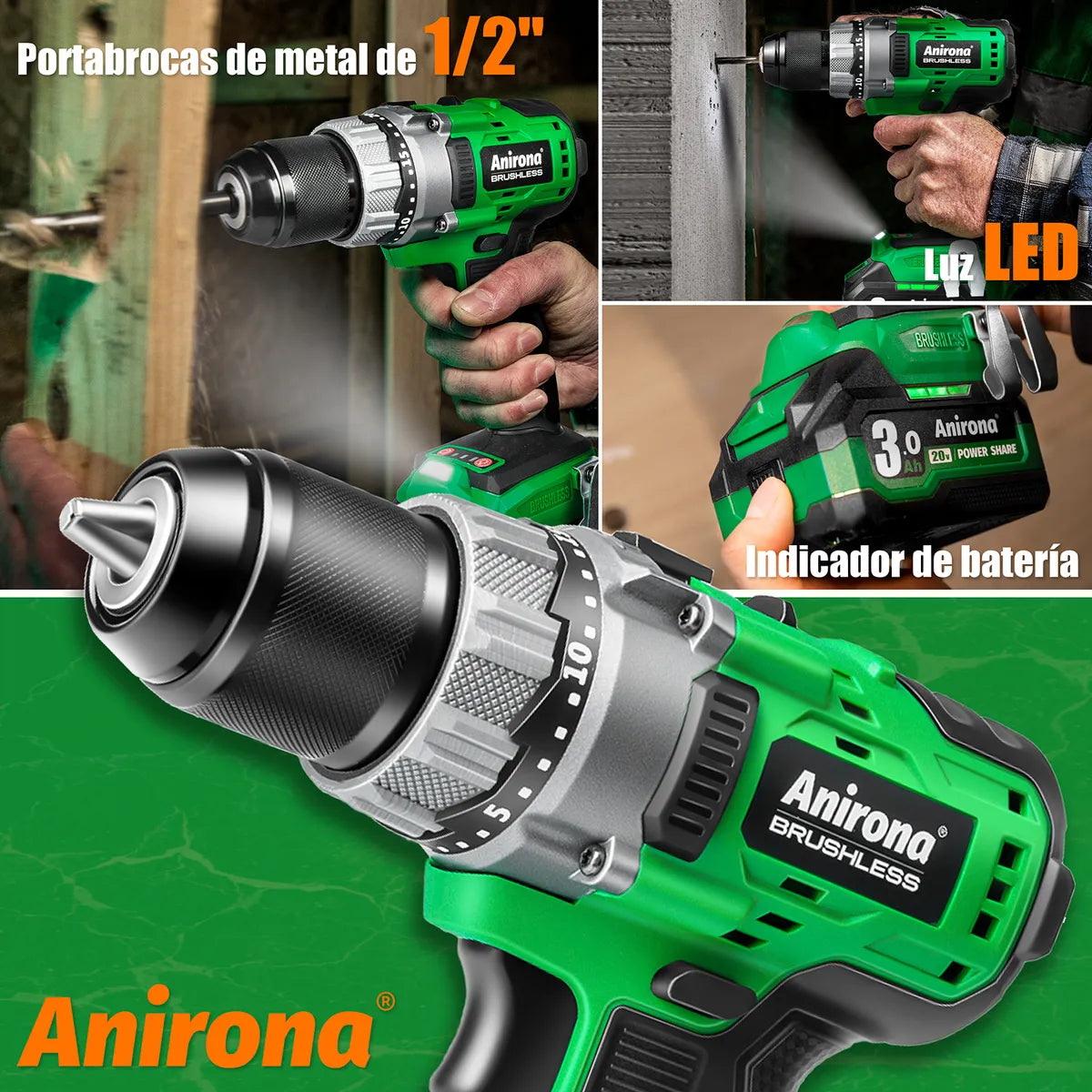 Taladro Rotomartillo 80nm 20v 3.0ah - Potente y Sin Carbones - Metacompras