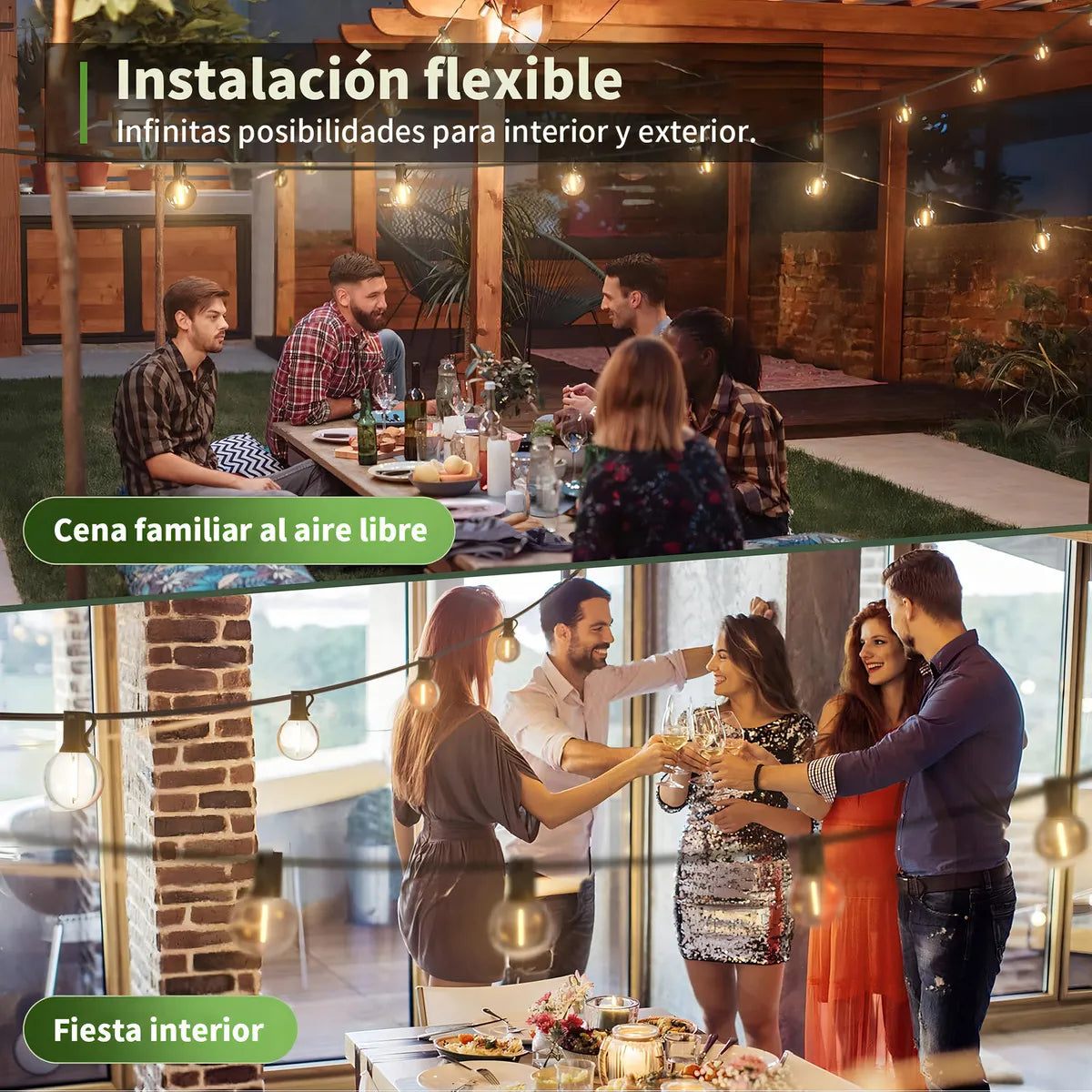 Lámpara Solar de Cuerda 20m con Mando a Distancia para Jardín - Metacompras
