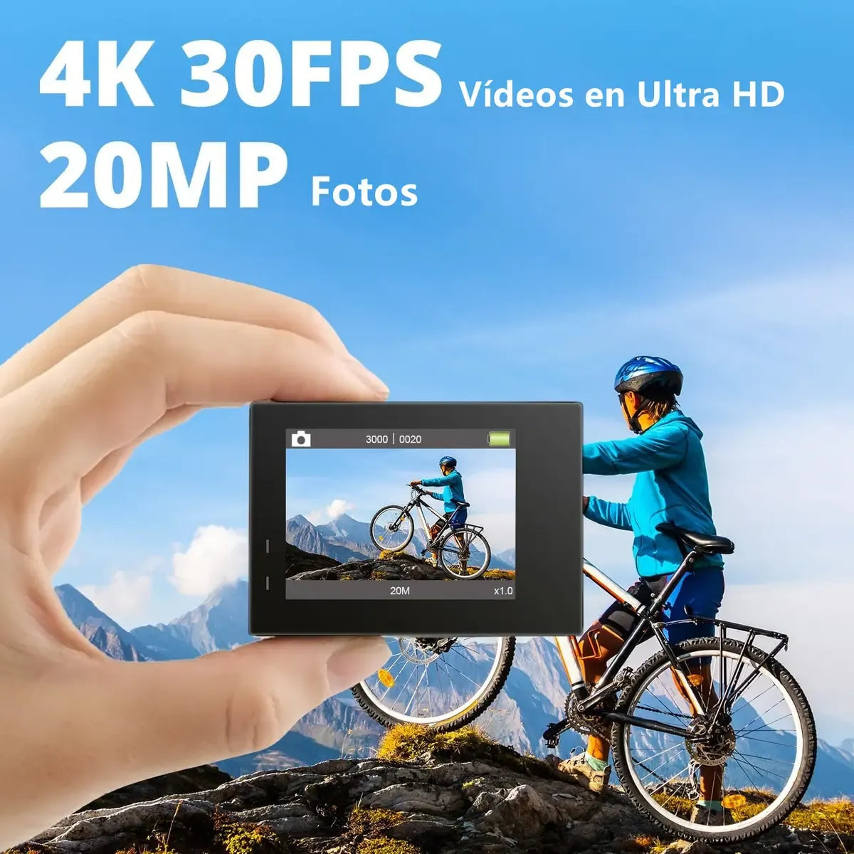 Cámara Deportiva 4K con Estabilización y 2 Baterías Incluidas