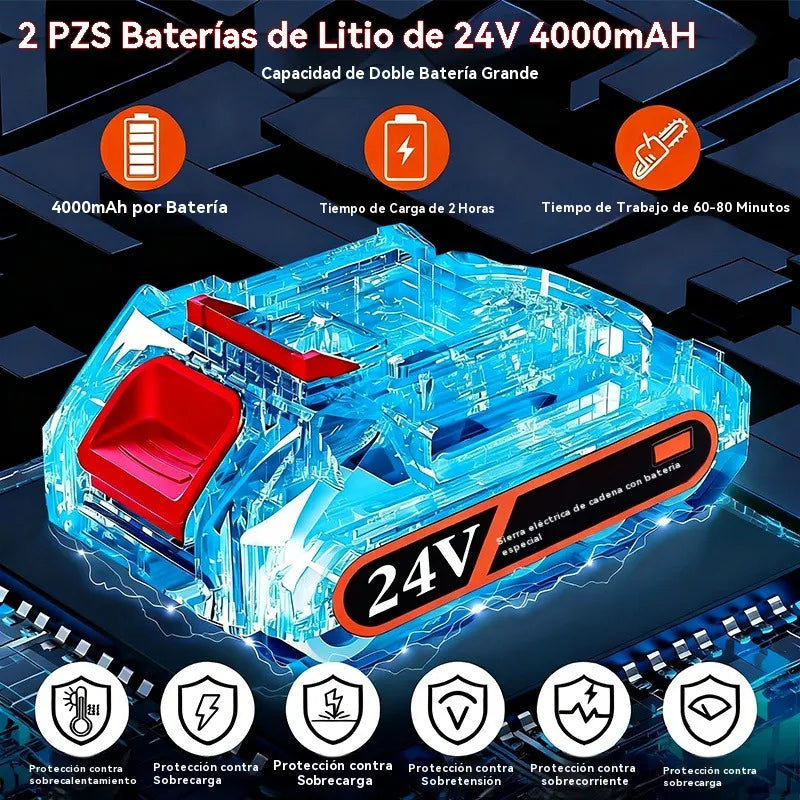 Sierra De Pértiga Mini Ajustable 2 En 1 2,3m + Paquete de Baterías 2pcs