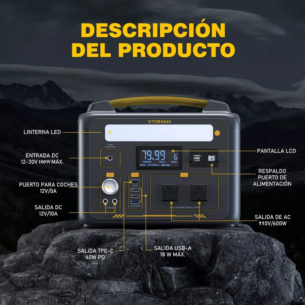 Portable Solar Generator 600X with Fast Charging 299Wh - Ideal for Adventure