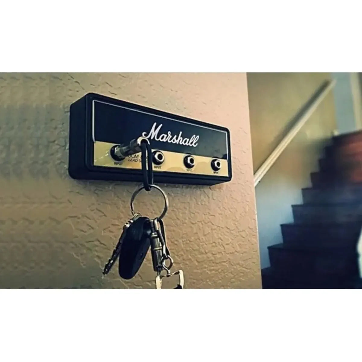 Amplifier-Style Wall Key Holder with Rocker Keychains