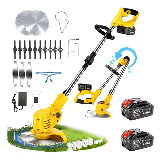 Desbrozadora Inalámbrica Eléctrica Pasto Podadora Plegable Amarillo
