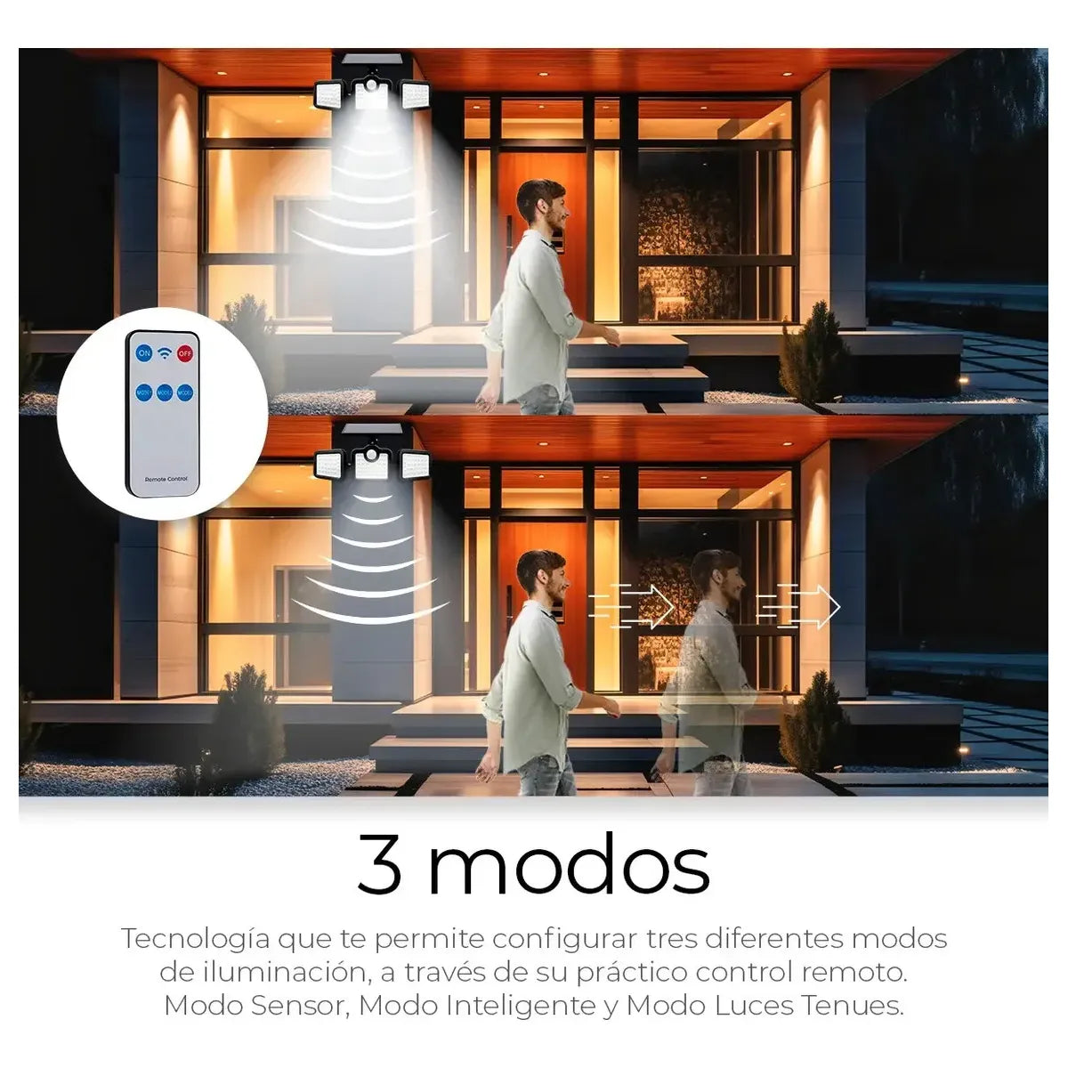 Lámpara Solar con Sensor de Movimiento y 108 LEDs para Exterior
