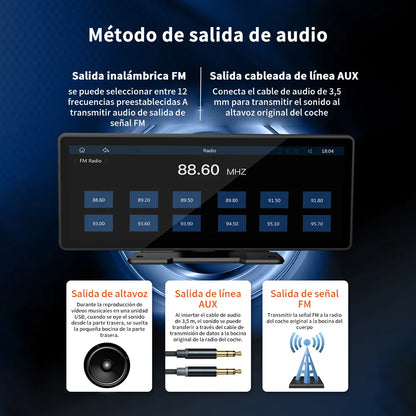 Estéreo Carplay Inalámbrico para Auto con Pantalla de 10.3" y Bluetooth