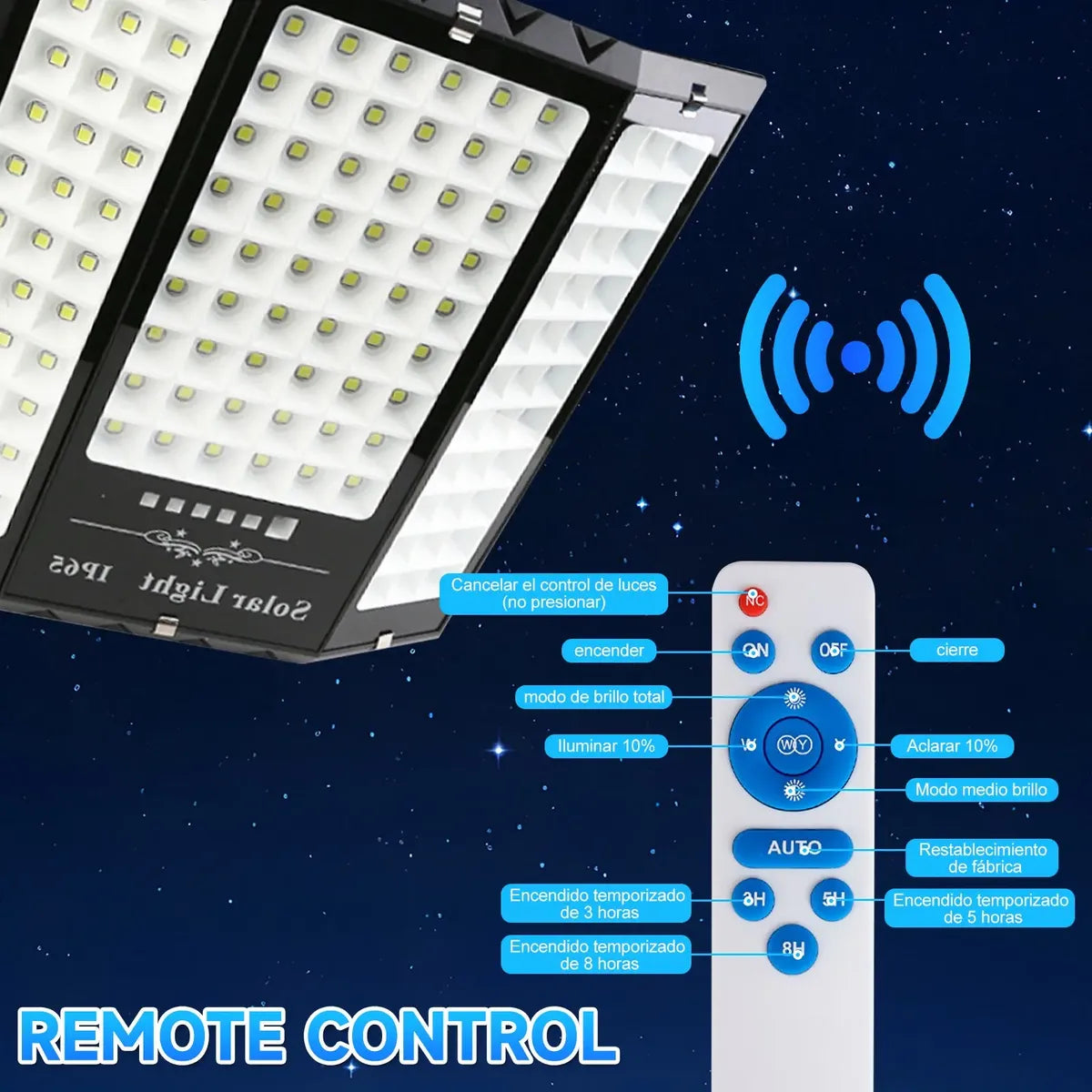 Reflector Solar 2500W Impermeable con Control Remoto y Alta Iluminación