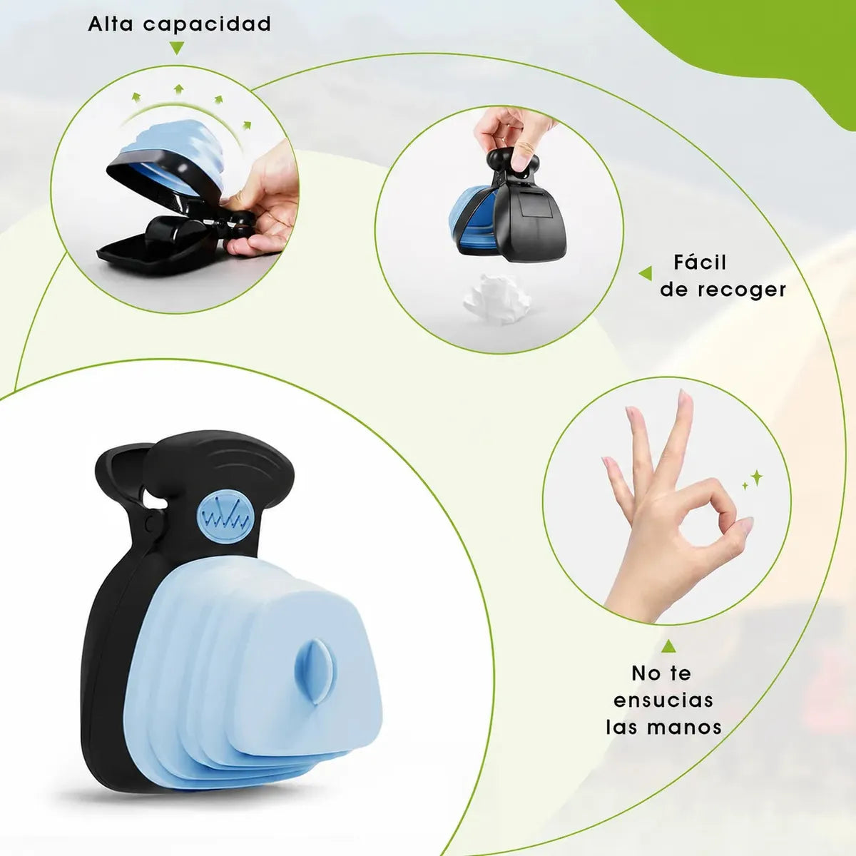 Pala para Recoger Popo de Perro con Bolsa y Transporte Fácil