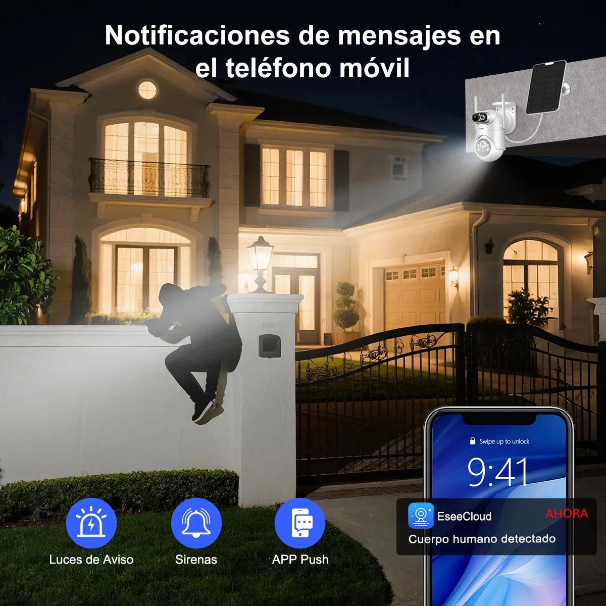 Cámara de Seguridad Solar 12MP con Doble Lente y Pantalla 5G