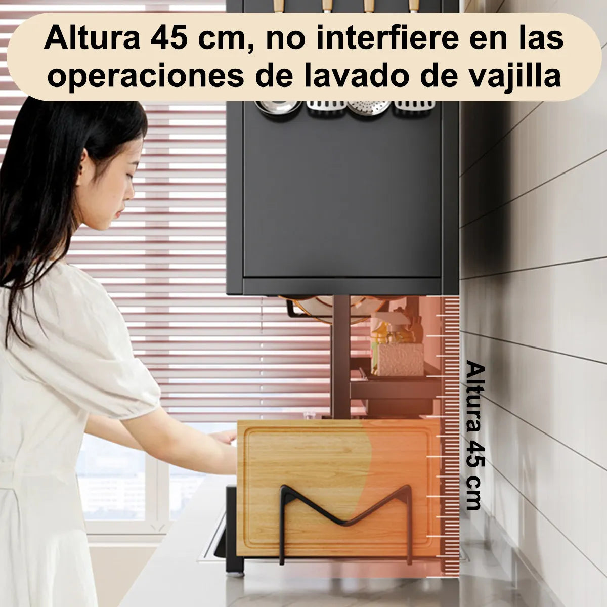 Escurridor de Trastes Negro con Organizador y Seca Vasos 30x95cm