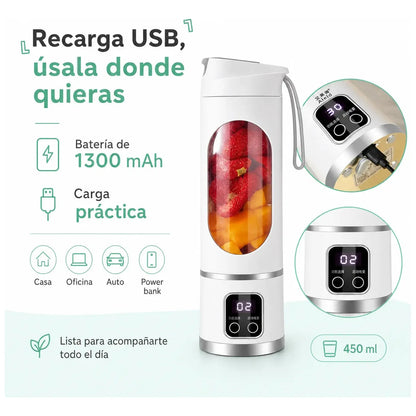 Licuadora Personal Portátil 450ml Ideal para Gym y Viajes
