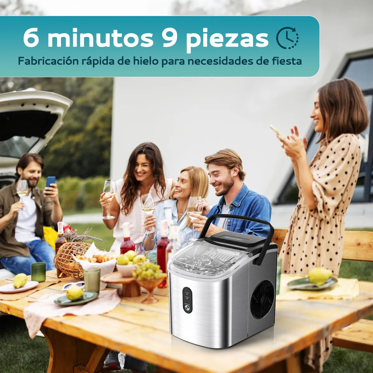Máquina de Hacer Hielos Autolimpiante 12kg/24h con Handle - Metacompras