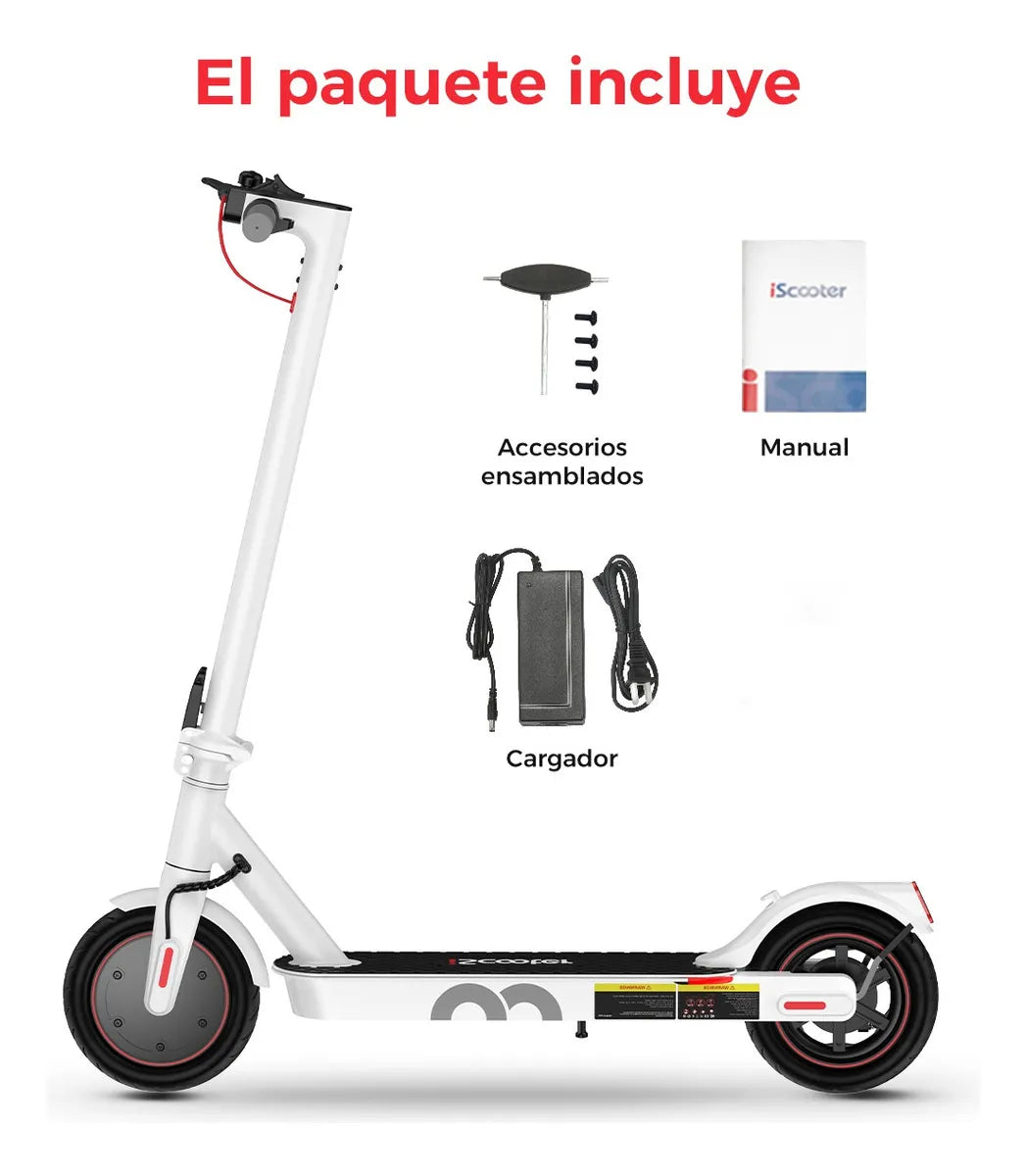Scooter Eléctrico Plegable 25km/h con Neumáticos de 8.5'' y LED - Metacompras