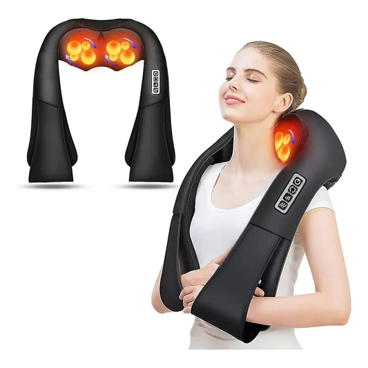Masajeador Shiatsu Eléctrico Inalámbrico con Calor para Relajación Profunda