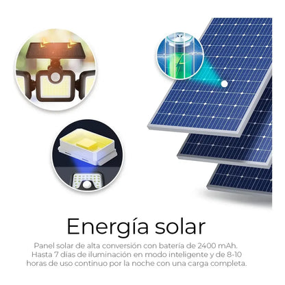 Lámpara Solar con Sensor de Movimiento y 108 LEDs para Exterior
