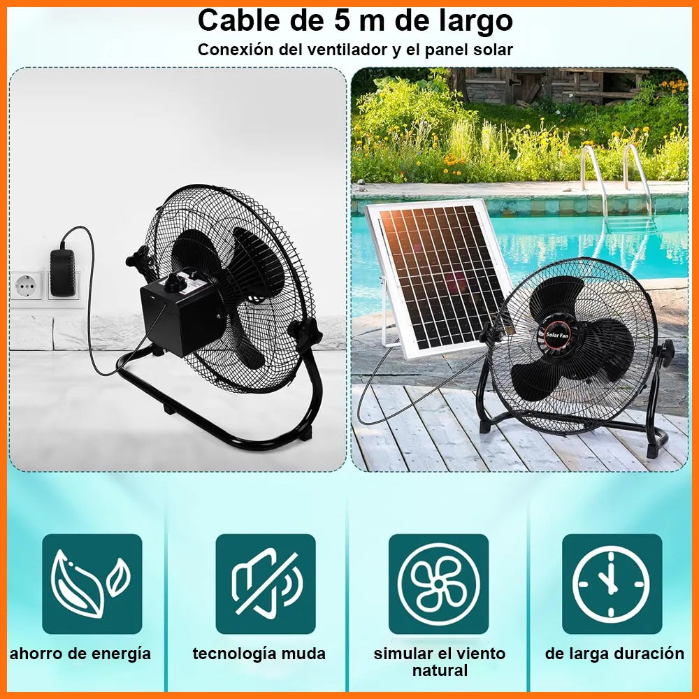 Ventilador Industrial Solar 10000 Mah 30.48 Cm Plástico Eficiente - Metacompras