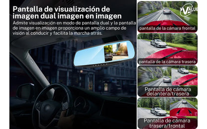 Cámara de Estacionamiento 4.3'' 1080p Doble Lente 170° para Auto