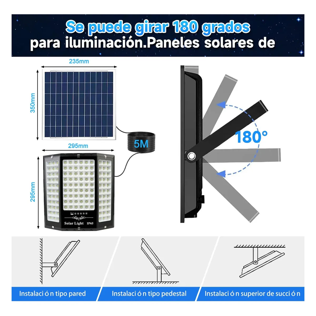 Reflector Solar 2500W Impermeable con Control Remoto y Alta Iluminación