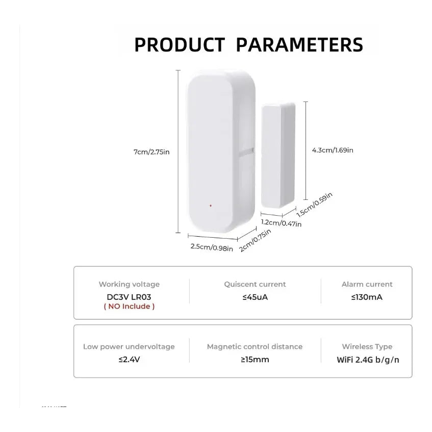 Wi-Fi Door/Window Security Sensor with Alarm - Immediate Alerts