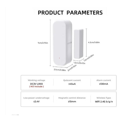 Wi-Fi Door/Window Security Sensor with Alarm - Immediate Alerts