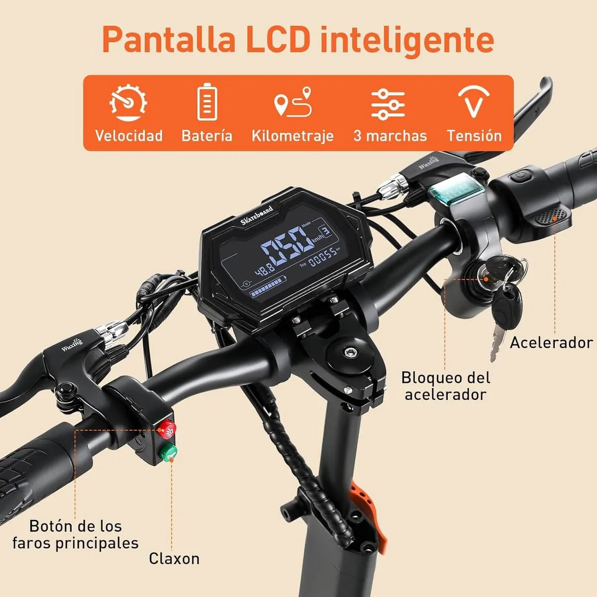 Scooter Eléctrico Plegable 1000W 60km Autonomía con Asiento y Maletero - Metacompras