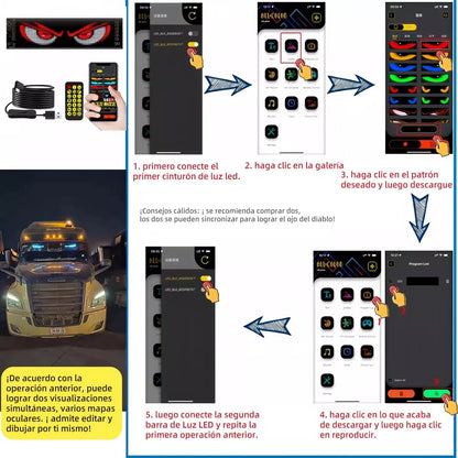 Pantalla Flexible LED Programable con Efecto Ojos - Paquete de 2 Pzas