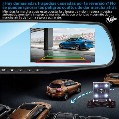 Cámara de Estacionamiento 4.3'' 1080p Doble Lente 170° para Auto