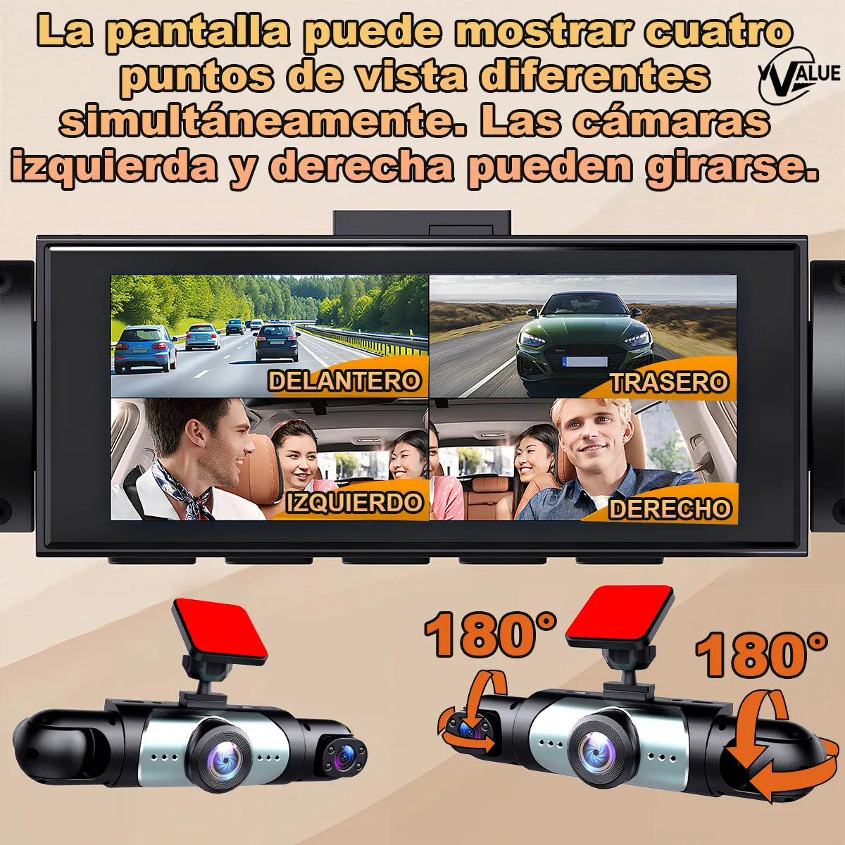 Cámara para Auto con Visión Nocturna y Luz LED - 64GB Incluidos