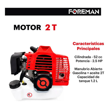Desbrozadora Gasolina 52cc 2.5hp con Accesorios para Jardín Cuidados