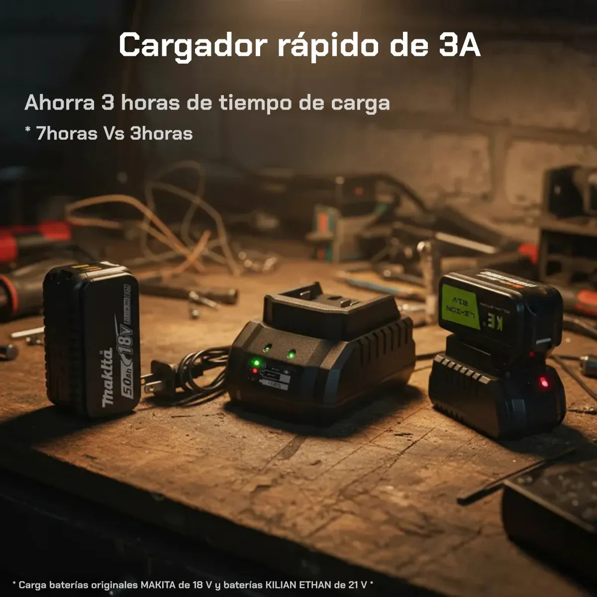 Martillo Rotativo Inalámbrico 1000W con 2 Baterías y Cargador Rápido