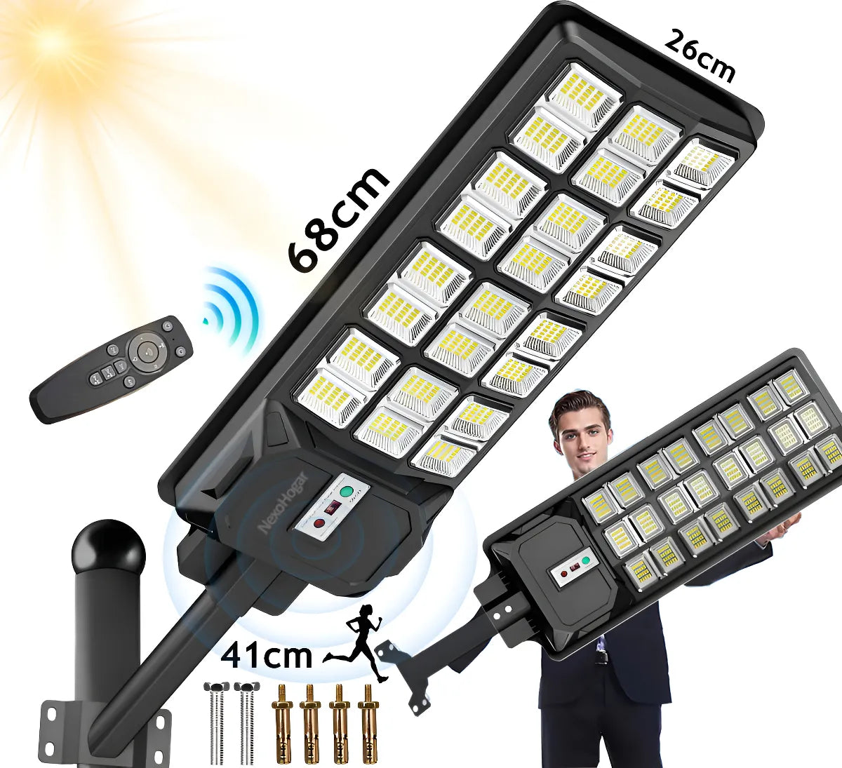 Lámpara LED Solar Exterior 9800W para Alumbrado Público Eficiente