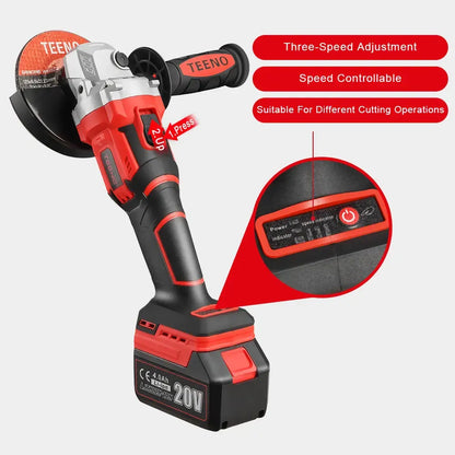 20V 4Ah 5-inch Cordless Angle Grinder for Heavy Duty Work
