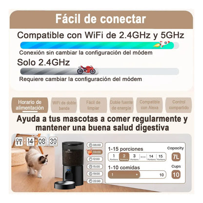Alimentador Automático Inteligente 4L con Cámara HD y Control Wifi
