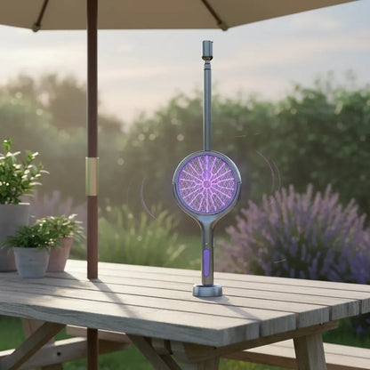 Matamoscas Eléctrico Telescópico con Luz LED para Control de Insectos