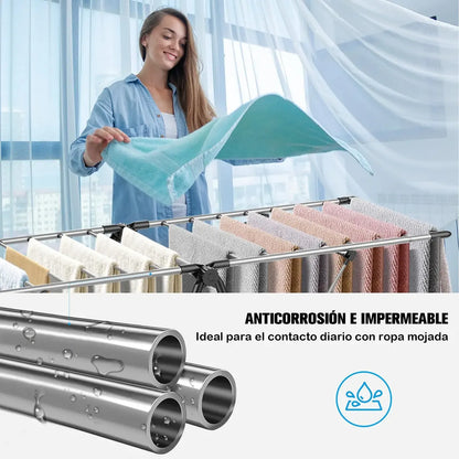 Tendedero Plegable Ajustable de Acero Inoxidable para Espacios Pequeños