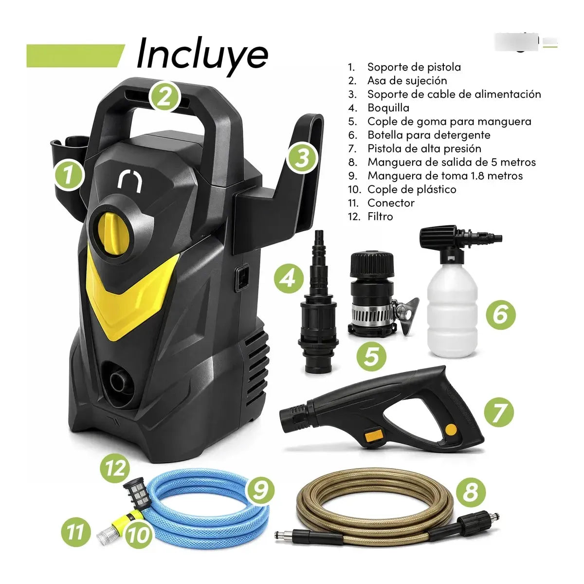 Electric Pressure Washer 1200W 1700 PSI High Pressure 390L/h Yellow