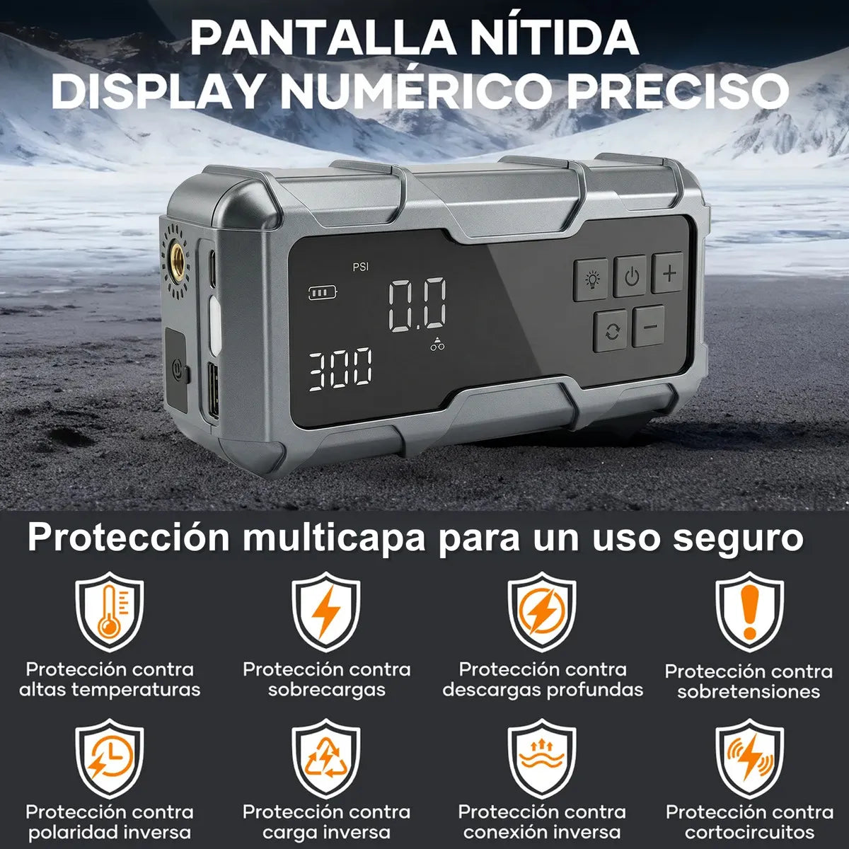 Batería Portátil 2en1 para Auto y Moto con Compresor Inflador 150 PSI