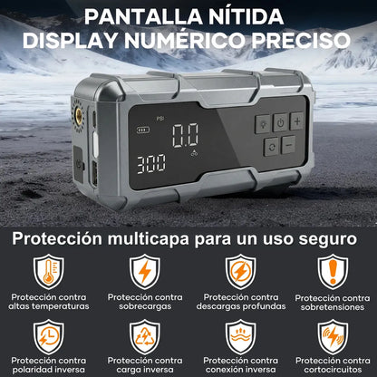 Batería Portátil 2en1 para Auto y Moto con Compresor Inflador 150 PSI