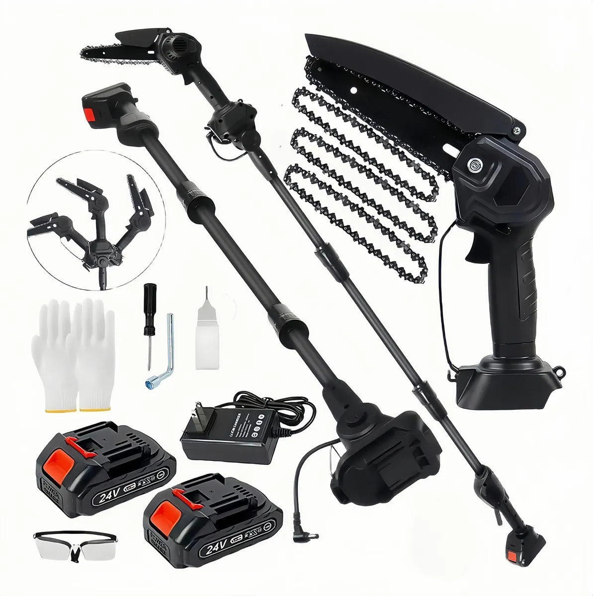 Sierra De Pértiga Mini Ajustable 2 En 1 2,3m + Paquete de Baterías 2pcs