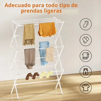 Tendedero Plegable de 3 Niveles para Secar Ropa en Espacios Reducidos