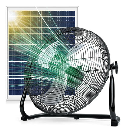 Ventilador Solar Recargable 12" con Carga Doble y Silencio Ideal para Exterior - Metacompras