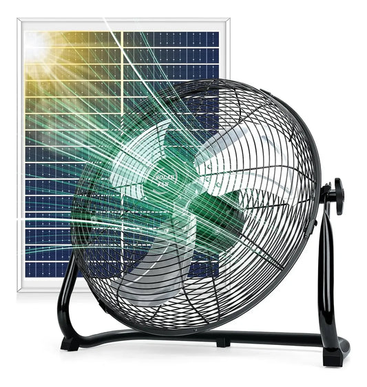 Ventilador Solar Recargable 12" con Carga Doble y Silencio Ideal para Exterior