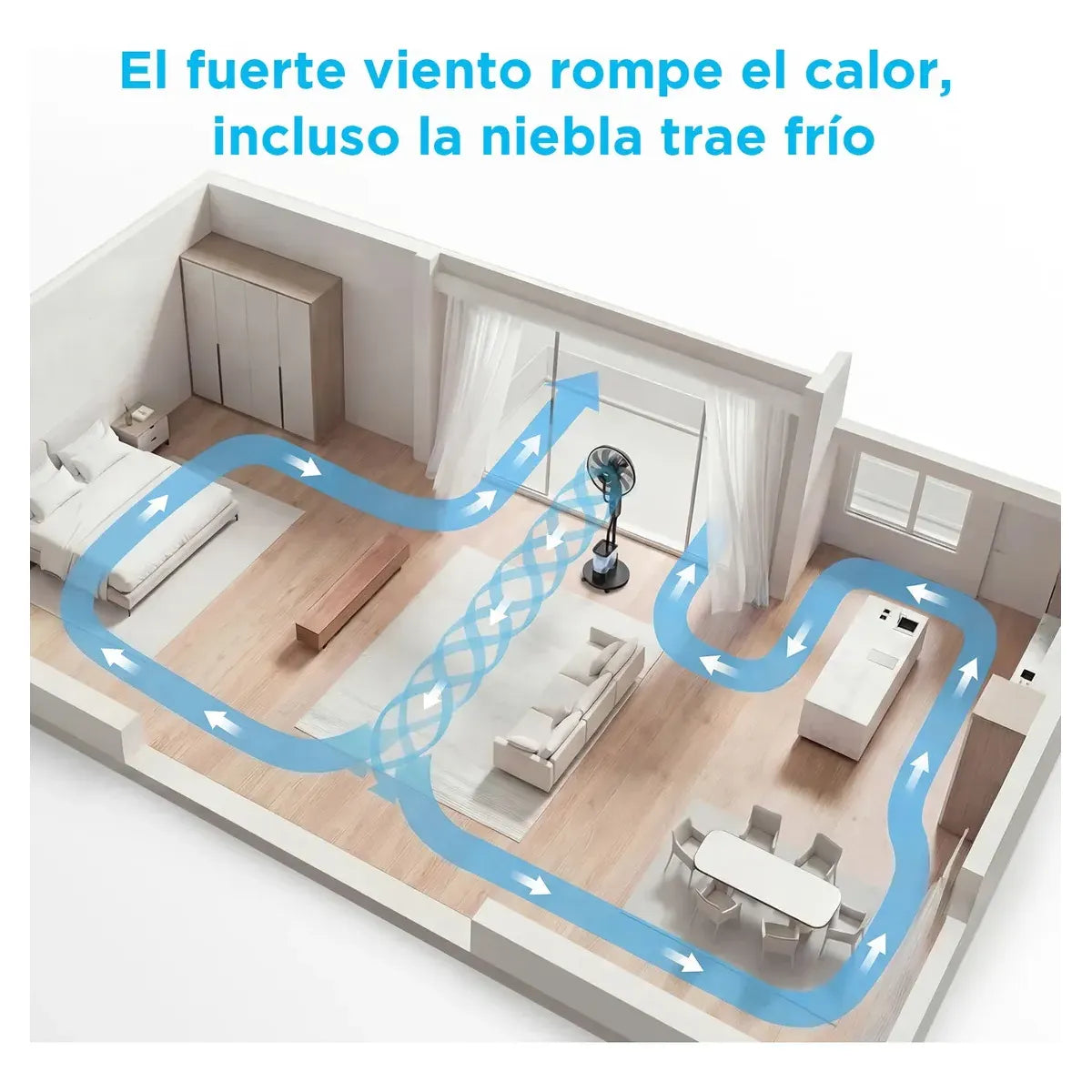 Ventilador de Pie con Humidificador y Control Remoto 46 cm