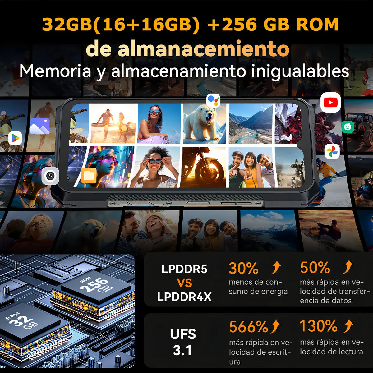 Smartphone 5G Dual SIM 256GB Negro con 16GB RAM y Android 14 - Metacompras