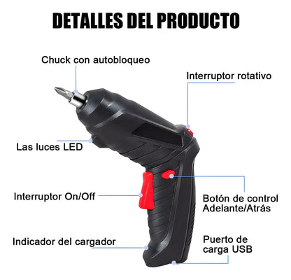 Destornillador Eléctrico Inalámbrico 48 en 1 Kit Multifuncional Portátil - Metacompras
