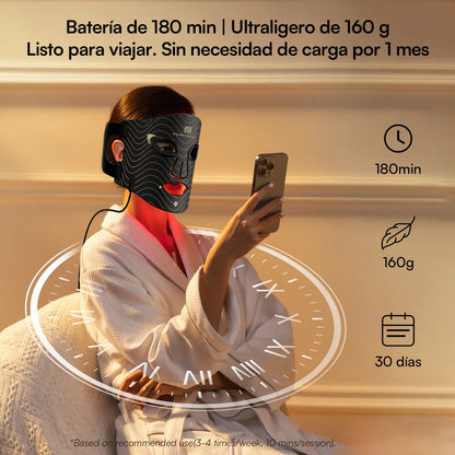 Máscara de Terapia de Luz Roja para el Rostro - 4 Modos de Tratamiento