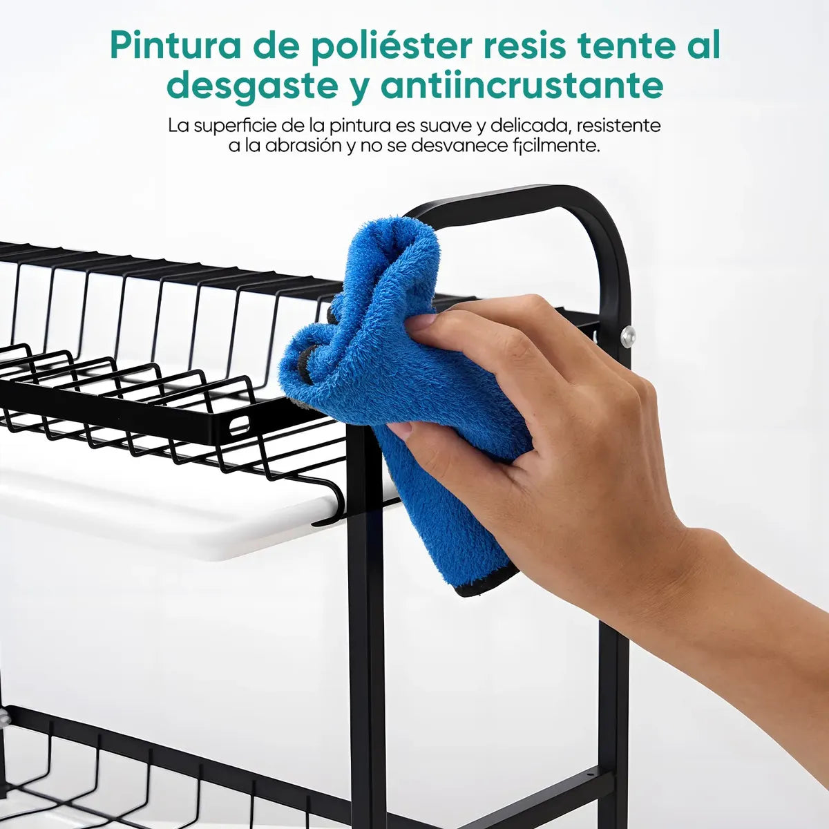 Escurridor de Platos de Acero Inoxidable de 2 Niveles con Cubiertero
