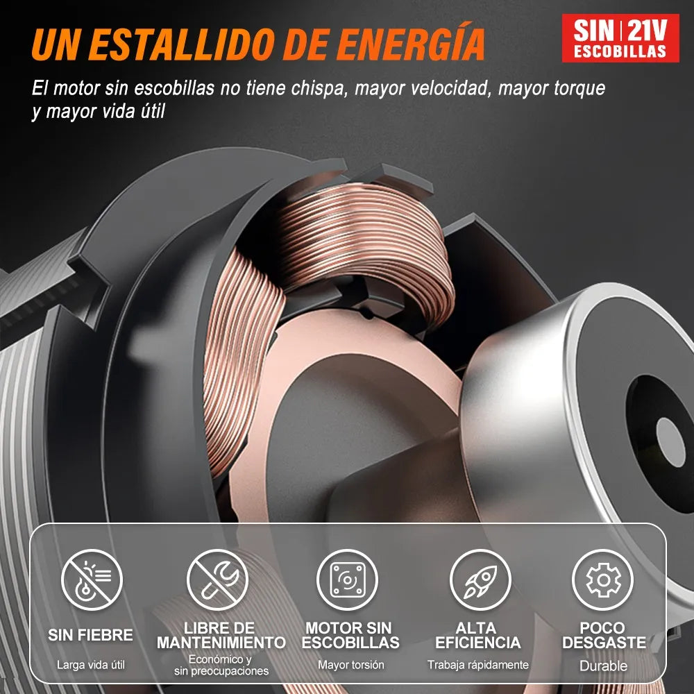 Taladro Rotomartillo Sin Escobillas con 2 Baterías 3.0ah Negro - Metacompras