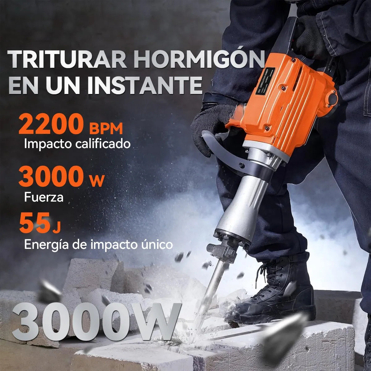 Martillo Demoledor de Concreto 3000W para Uso Rudo y Eficiente